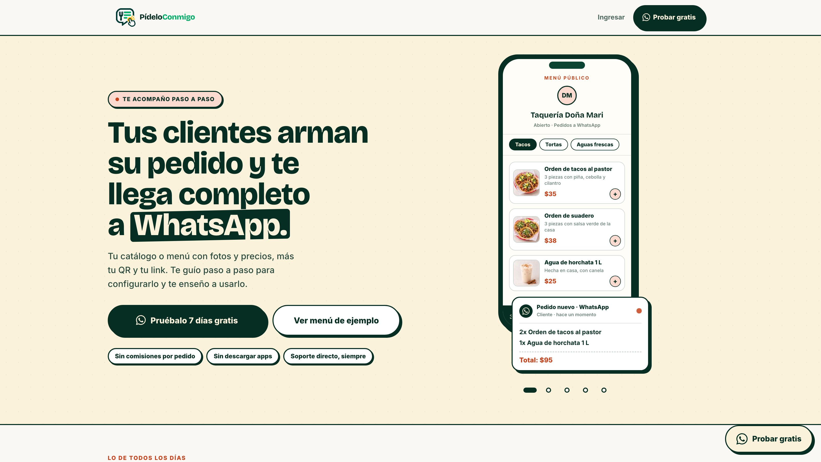 Página de inicio de PídeloConmigo